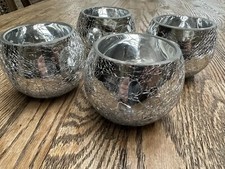 4 Crackle Glazed Silver Glass