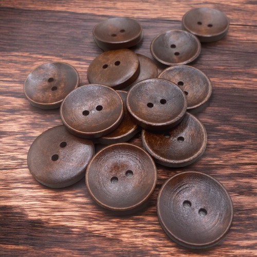 25mm brown wooden buttons - brown, 2