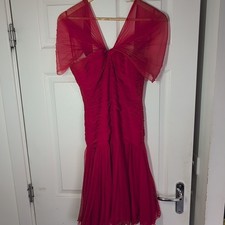Bellville Sassoon Lorcan Mullany Red Silk Dress UK10 Luxury VTG Made In England