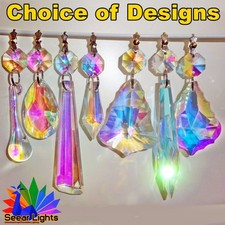 AB Chandelier Droplets Iridescent Crystals Beads Spare Light Prisms Retro Parts