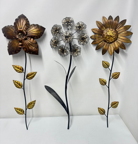 Set metal flower wall art - 3,