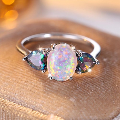 Oval mystic white - white, opal