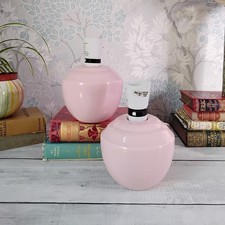 Vintage Pair of Pale Pink Table Bedside Boudoir Lamps Cottage Core Farmhouse 