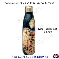 Water Bottle Skull Roses Cat