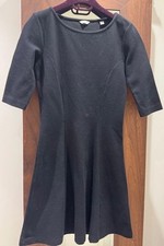 DRESS UK 8  JACK WILLS MIDI 3/4 SLEEVES BLACK COTTON BLEND WOMENS VGC RRP £65