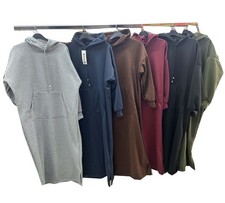 Womens Hoodie Sweater Long Fleece Hoody Loose Maxi Abaya Jilbab Dress Top 8-16