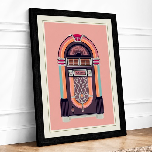 Jukebox retro framed wall art - retro,