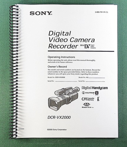 Sony dcr vx2000 instruction - sony, dcr-vx2000