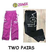 2 x womens or girls black pink Zumba combat pants trousers dance Size XL 14-16