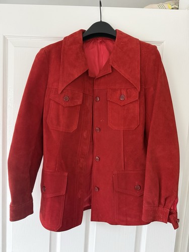 Vintage red genuine suede - vintage,