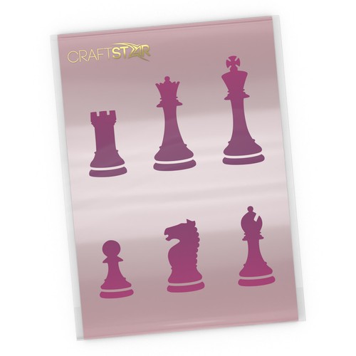 Chess pieces stencil set - stencil,
