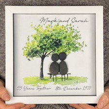 Personalised Pebble Art Wedding Anniversary Gift Keepsake 55 Year Emerald 55th