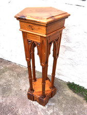 TALL HANDCARVED PINE GOTHIC REVIVAL PEDESTAL STAND
