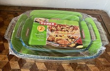 2x Pyrex Roaster Glass Dish Baking Roasting Classic Rectangular 30x20cm 39x25cm