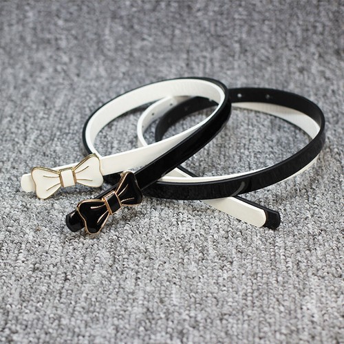 Women cute bow buckle skinny - buckle,