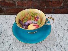 Aynsley Orchard Gold Turquoise cup and saucer *Cup cracked*