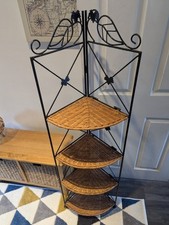 Wicker Metal Corner Shelf Baker Rack Corner Metal Shelving Shabby Chic MYS5
