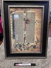 Gutenberg Bible Repro Print From Genesis In Frame .  New.