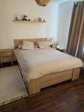 Light Oak Double Bed (135x190) + Foam Mattress – Excellent Condition