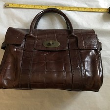 Mock Croc Small Chestnut Brown Leather “Bayswater “ Style . No Dust Bag 1st Gen