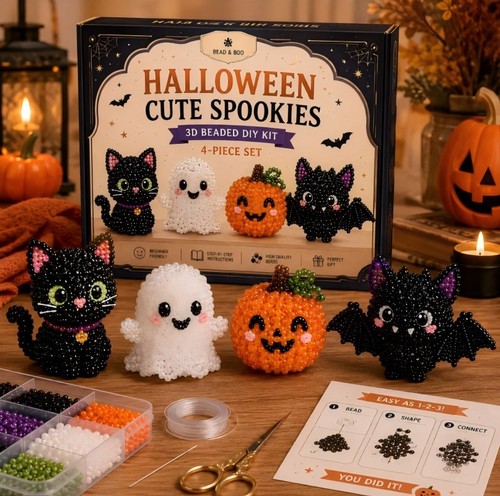 Beaded halloween ghost diy - 3d,