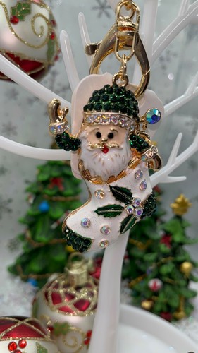 Christmas santa sock keychain - christmas,