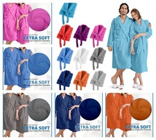 Bath Robe 100% Cotton Unisex Shawl Bathrobe Soft Dressing Gown Terry Towelling