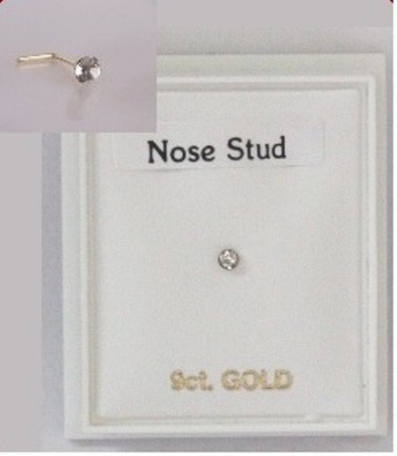 9ct gold 2mm - small, clear