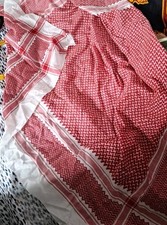 Red & White Jordanian Palestinian Shemagh Arabic scarf Keffiyeh Islamic