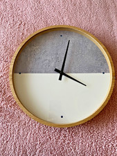 Wilko Scandi Wall Clock White Grey Minimalist Wooden Frame Quartz Battery 30 cm