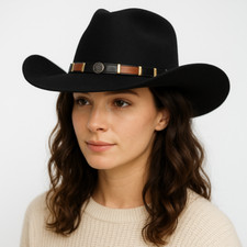 Western Cattleman Cowboy Hat – Gladwin Bond Wool Felt Fedora, Wide Brim Sun Hat