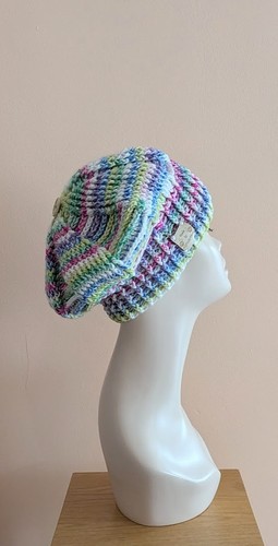 Hand crocheted beret rainbow - crocheted,