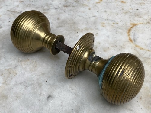 Pair vintage brass beehive - pair,