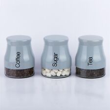 SET OF 3 KITCHEN STORAGE CANISTERS TEA COFFEE SUGAR JARS POTS CONTAINERS CADDY