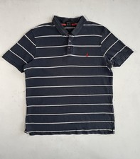 Musto Polo Shirt Mens Size XL Blue White Stripe Short Sleeve Cotton Top