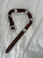 ZARA  Leather Belt with Silver Sunflower Conchos 29 Inches Boho Western Style