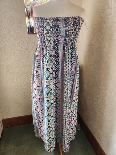 White printed shirred long