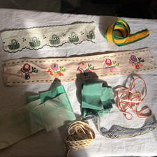 Vintage Fabrics, Trims Tapes & Ribbons, Cutters / Millinery Fashion & Crafts 6pc