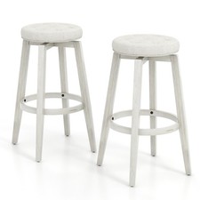 76CM Retro Kitchen Stools 360° Swivel Bar Stool Set of 2 Vintage Pub Stool White