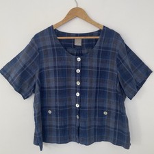 Poetry Shirt Top 100% Linen Sz