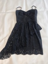 Milly Sz 6 Black Lace Mini Dress Lined Formal Cocktail Corset Straps