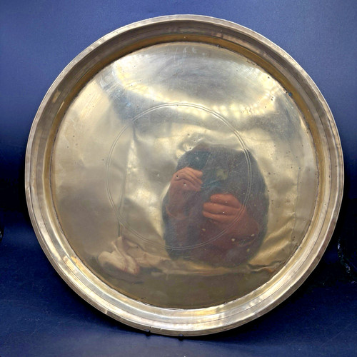 Brass tray round - tray, 15"