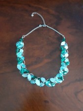 Chunky Beaded Necklace - Blue, Green, Rope Necklace