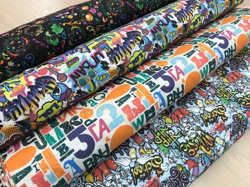 Printed cotton fabric - fabric, graffiti