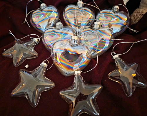 Clear iridescent glass hanging - clear,