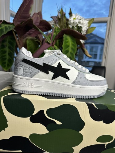 Bapesta low white grey uk - bapesta, 'white
