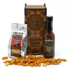 Psycho Juice Dark Arts Gift Set Chipotle Chilli Pepper Sauce & Hot Spicy Peanuts