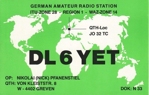 German amateur radio qsl - german, card