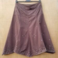 Antoni & Alison size 12 choc brown skirt with embroidery & beads GOOD CONDITION