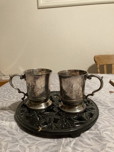 Pair vtg matching pewter - matching,
